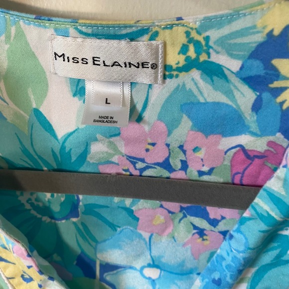 Miss Elaine Floral Print Zip Front Lounger Robe‎ Womens Large Blue Green Pink - Picture 4 of 7